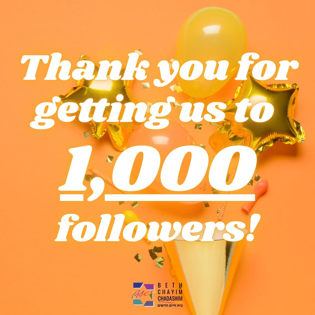 We just crossed an awesome milestone on our Instagram, thanks to you! Thank you for getting us to 1,000 followers! Thank you for spreading the word about the world's first LGBTQIA+ synagogue!

#BCC #BethChayimChadashim #LGBT #LGBTQ #LGBTQIA #GayJews #LesbianJews #TransJews #QueerJews #JewishLA #LosAngeles