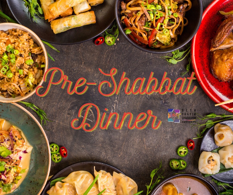 Join your BCC friends and family for our monthly pre-Shabbat dinner this Friday at 6 pm! This time, we'll be eating together at Fu's Palace near BCC. To RSVP and for directions, go to forms.gle/6TPsrzJpA88EW3tC7

#BCC #BethChayimChadashim #LGBT #LGBTQ #LGBTQIA #GayJews #LesbianJews #TransJews #QueerJews #FusPalace #LosAngeles #JewishLA